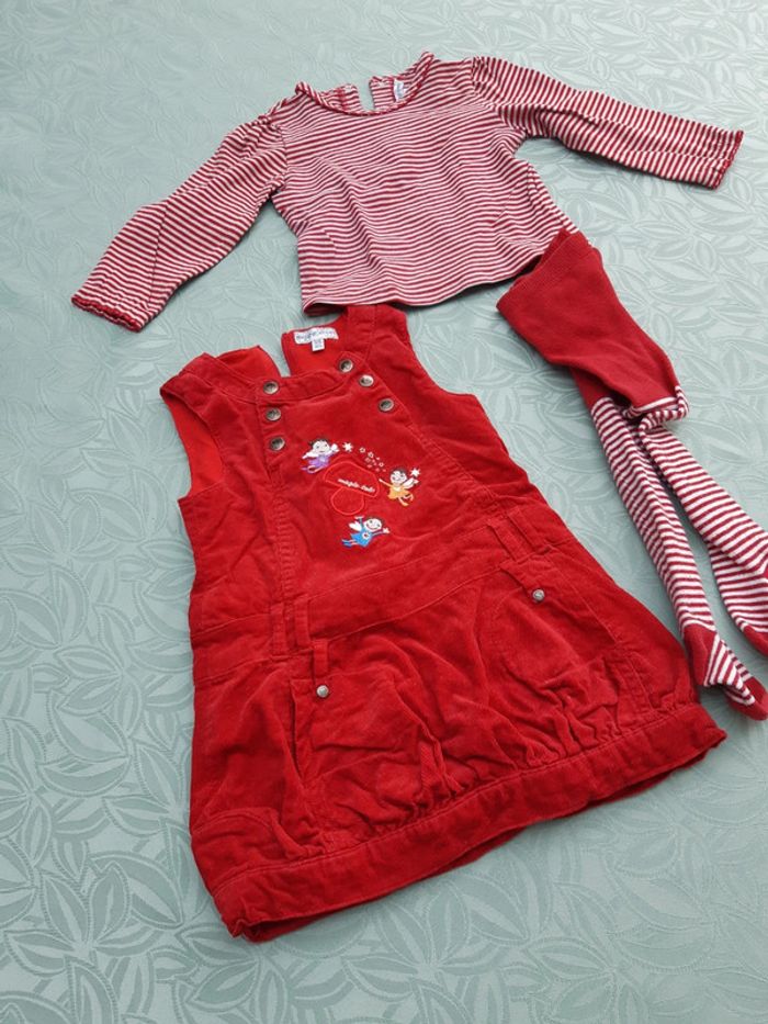 Ensemble t-shirt robe et collants fille 12 mois - photo numéro 2