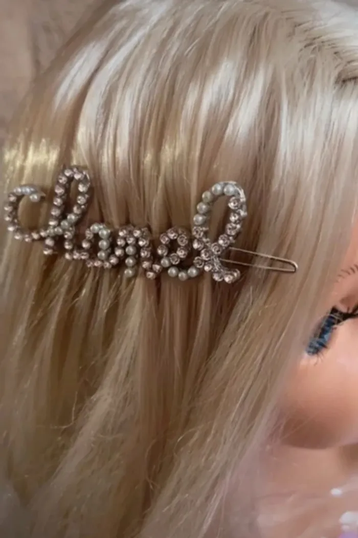 Barrette argentée strass et perle