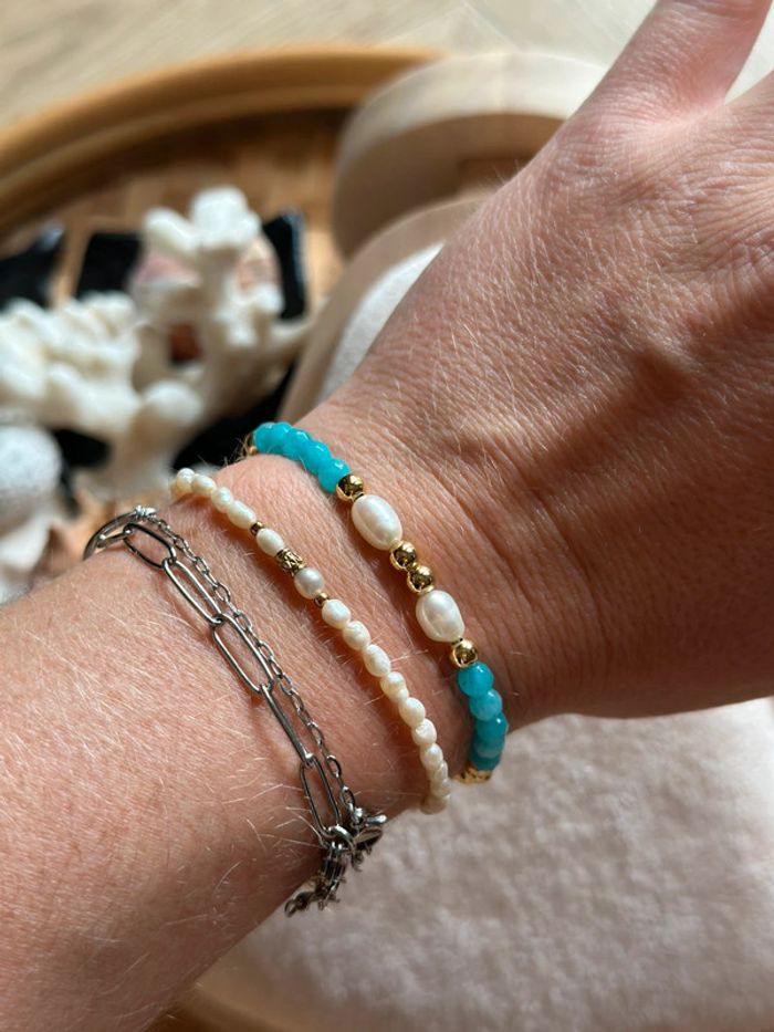 Bracelet réglable perles naturelles & pierre - Fait main, bohème chic - photo numéro 3