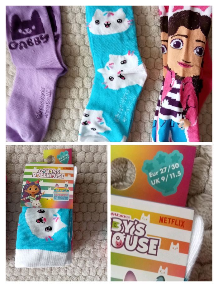 3 paires de chaussettes gabby chat 27/30