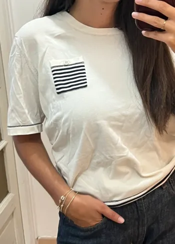Superbe haut type marinière - taille s - un jour ailleurs - viscose qualitatif