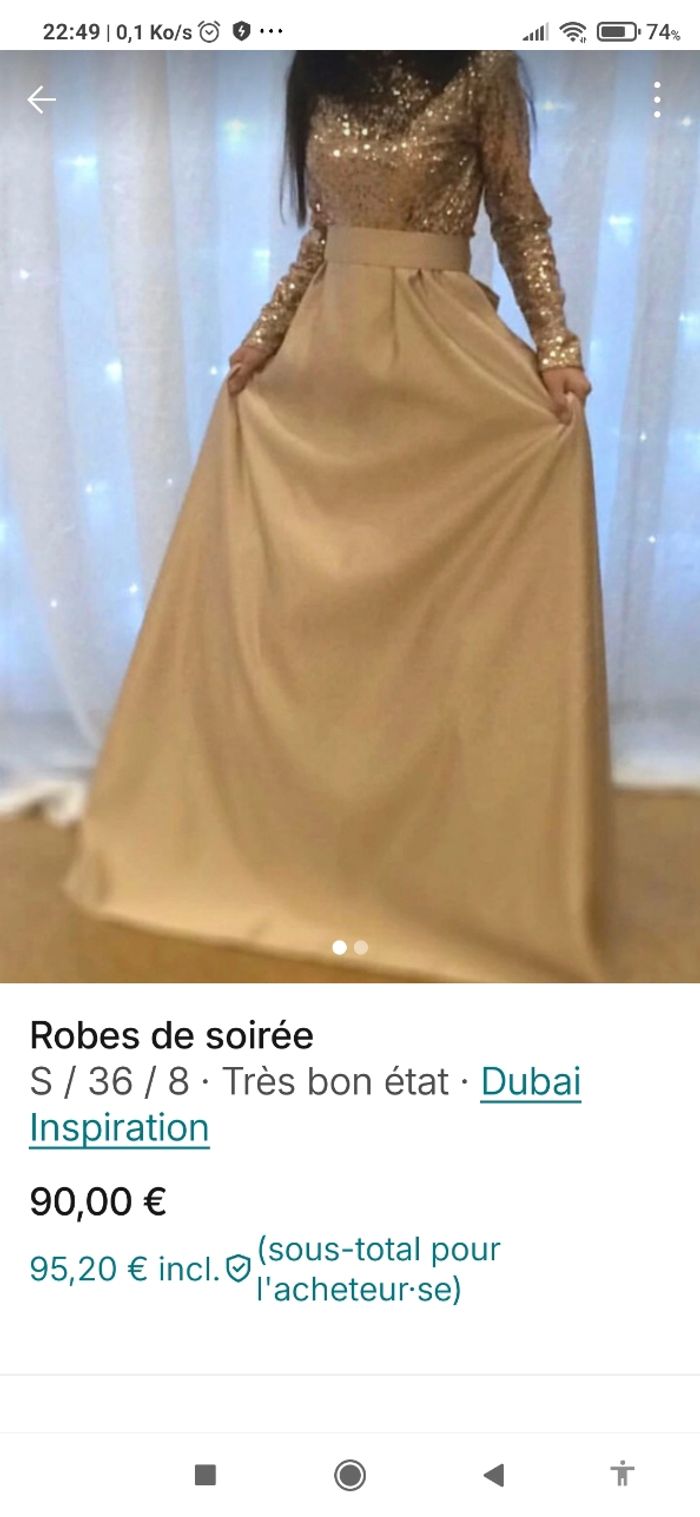 Robe de soirée dorée - photo numéro 2