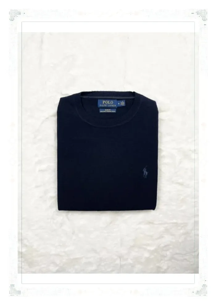 Ralph Lauren pull homme laine mérinos bleu marine col rond taille M - photo numéro 11