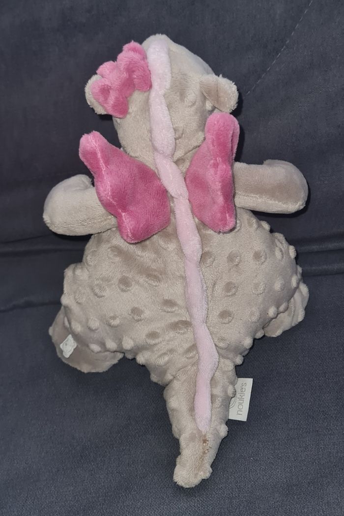 Doudou peluche Dragon Victoria gris et rose 26 cm - Noukies - photo numéro 2