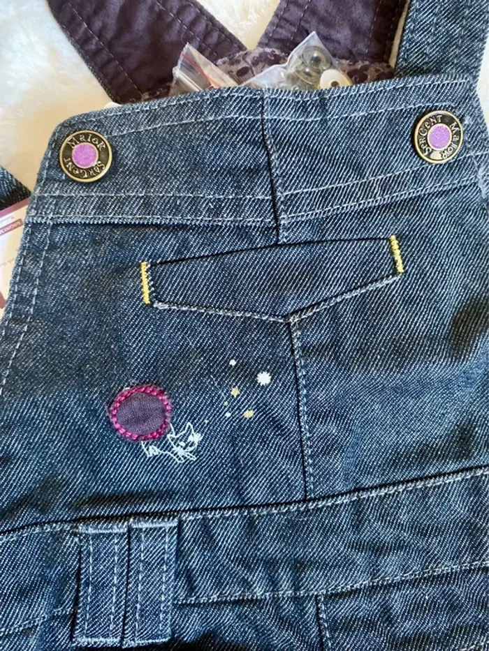 💙Adorable robe salopette en jean bébé fille - 6 mois - Neuve avec étiquette💙 - photo numéro 3
