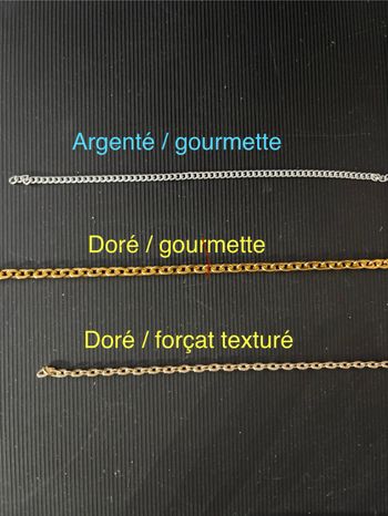 chaînes (au mètre) en métal pour créations de bijoux fantaisies