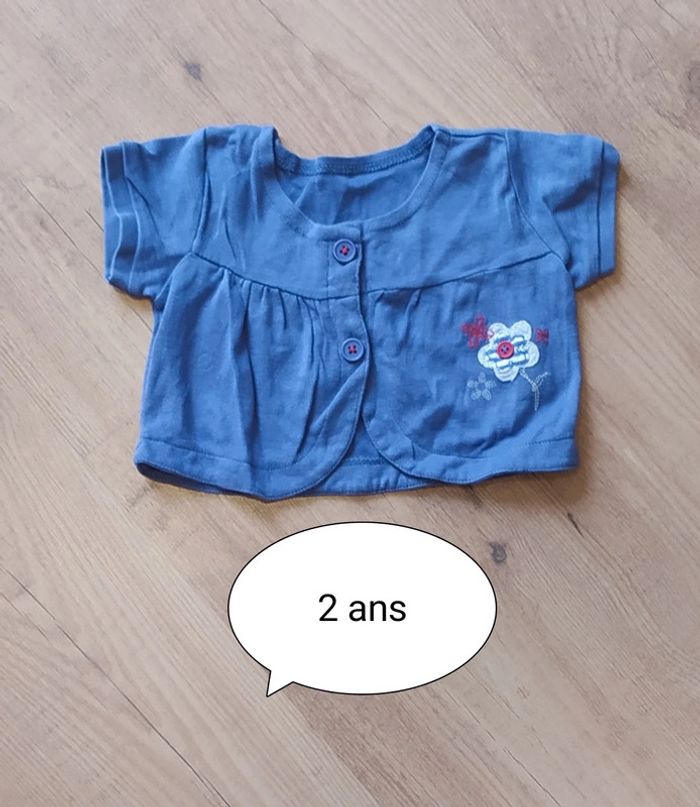 Boléro gilet bleu 2 ans