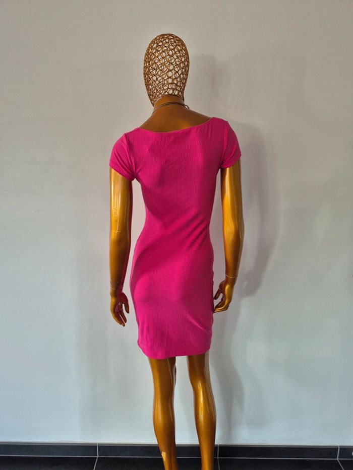 Robe Manches Courtes Fuschia Femme Taille L/40 - photo numéro 2