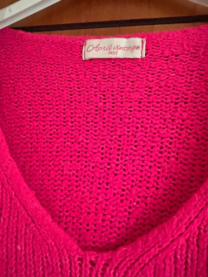 Pull rose col v April Vintage taille unique - photo numéro 2