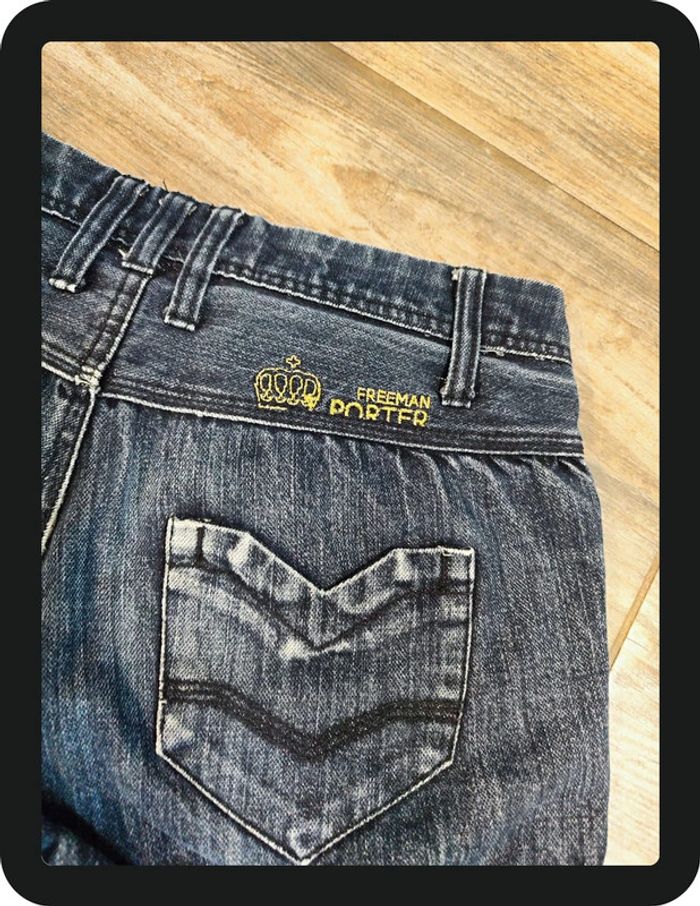Short en jeans bleu marine pailleté doré Taille 25 Freeman Porter - photo numéro 3