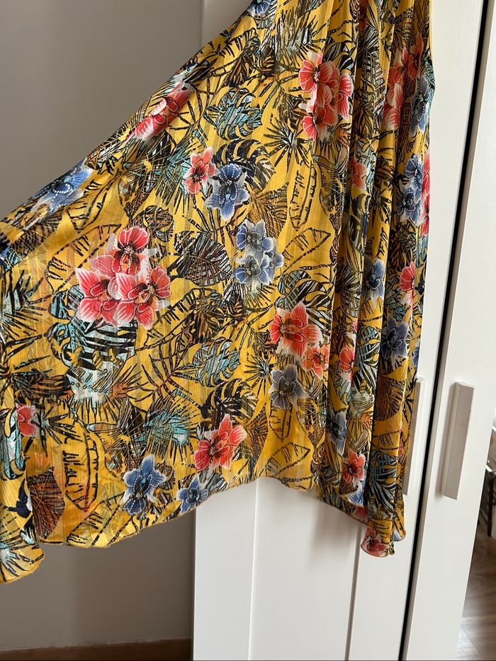 Robe jaune fleuries d’été Évasée Belle et Bonne Tailles M-L - photo numéro 2
