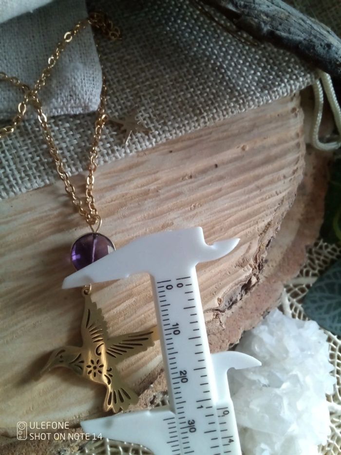 Collier améthyste et colibri + étoile du Nord - photo numéro 4