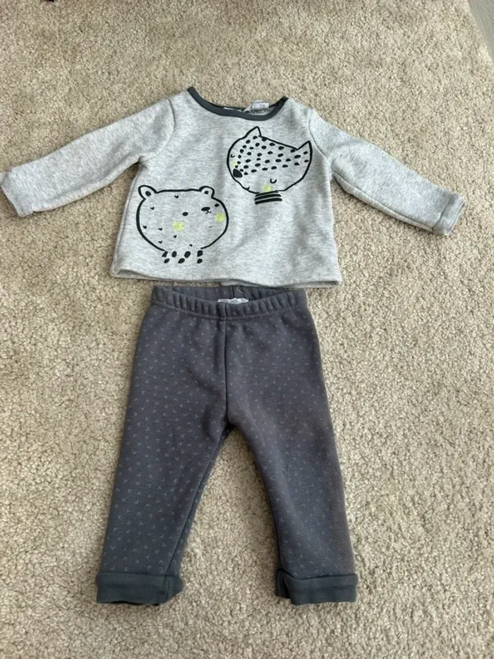 Pyjama bébé d'hiver doublé polaire chaud 2 pièces mixte - 12 mois - DPAM