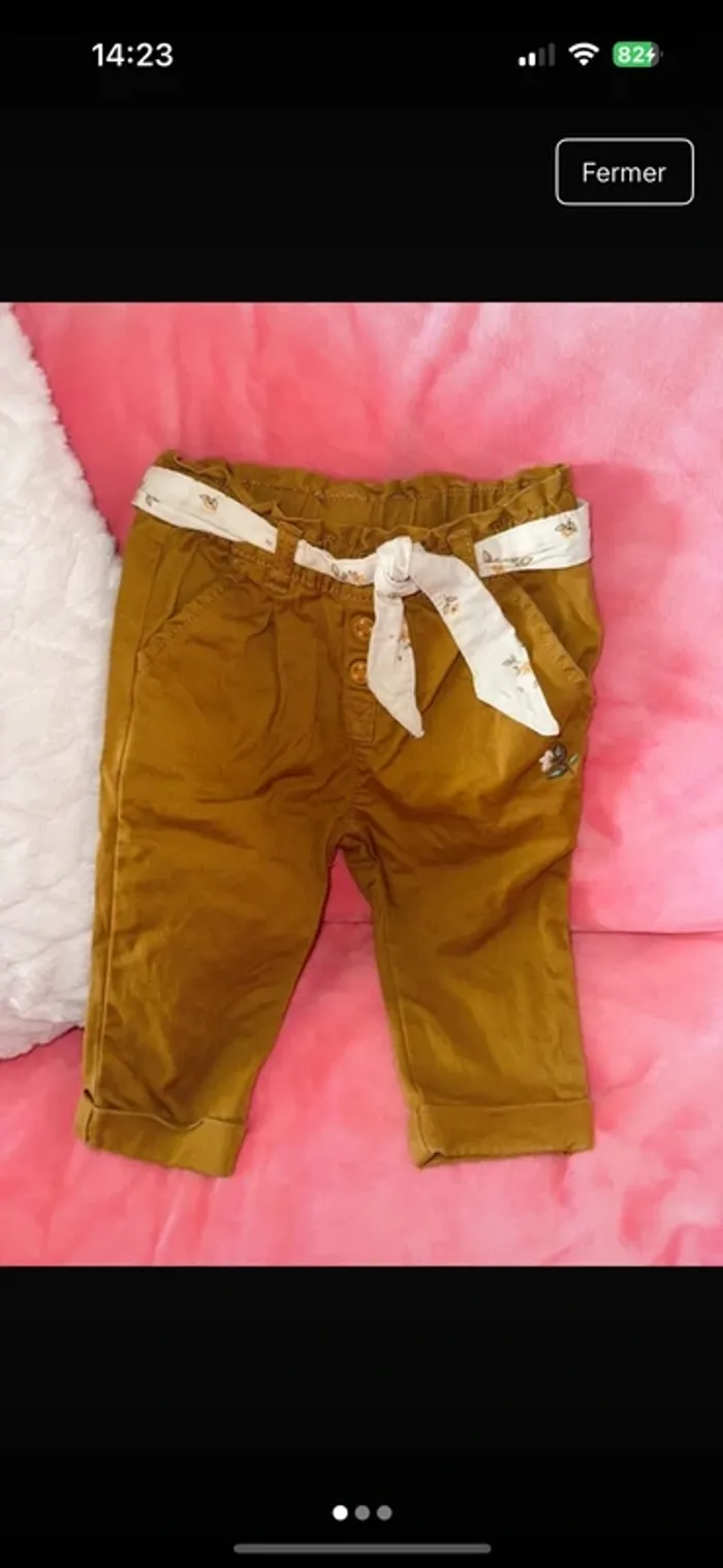 Pantalon fille couleur moutarde camel Sergent Major neuf