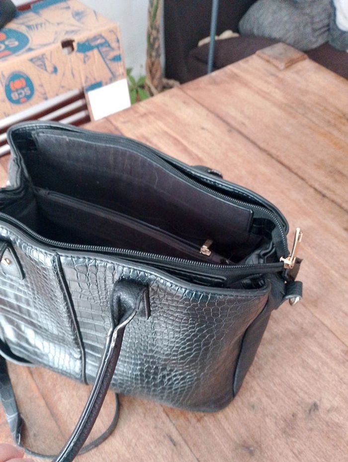 Sac à main noir en similicuir - photo numéro 5