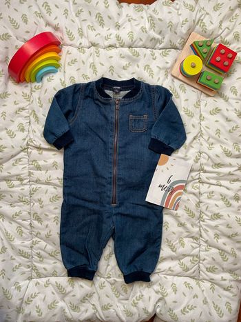 combinaison en jean zippé bleu 6 mois kiabi