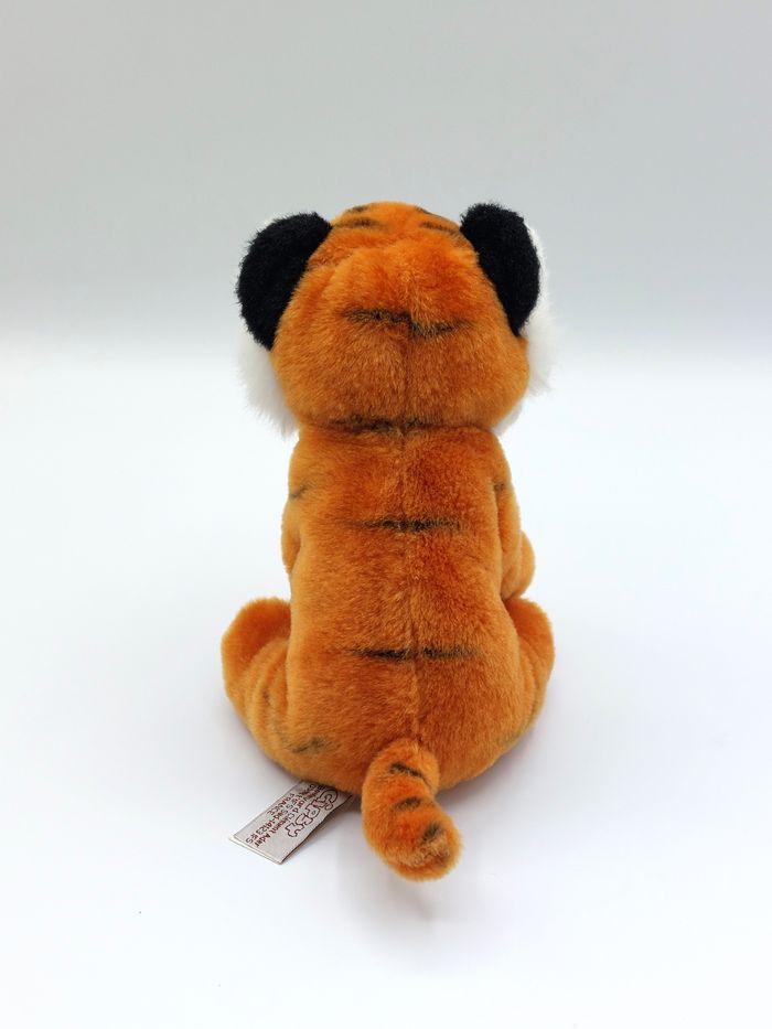 Petite peluche tigre couleur miel GIPSY blanc noir 16 cm nez rose doudou - photo numéro 3