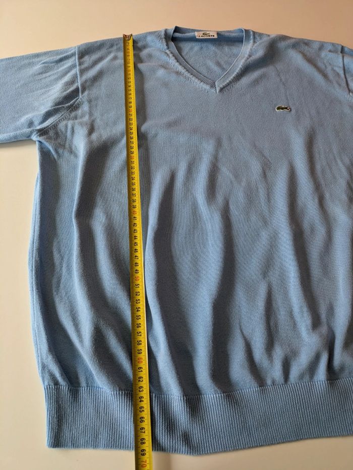Pull col V Lacoste bleu clair – Taille XL - photo numéro 5