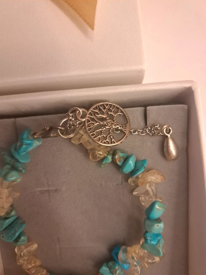 Bracelet pierre semi précieuses bleu et transparent - photo numéro 8