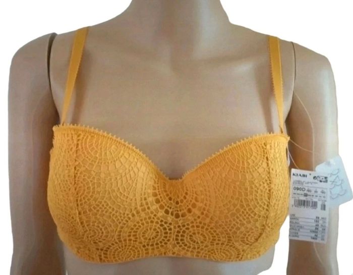 👙 Soutiens-gorges jaune avec dentelles 90D neuf Kiabi #emyfleury_soutifs - photo numéro 2