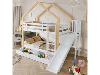 Lit superposé cabane pour enfant
