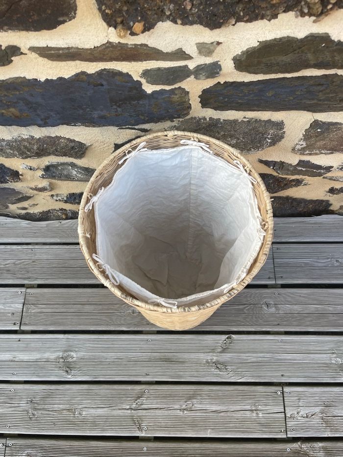 Panier à linge en rotin avec tissus - Vintage - photo numéro 4