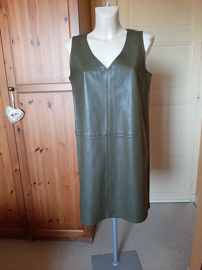 Etam -Robe Urban simili cuir - kaki T42 - photo numéro 2