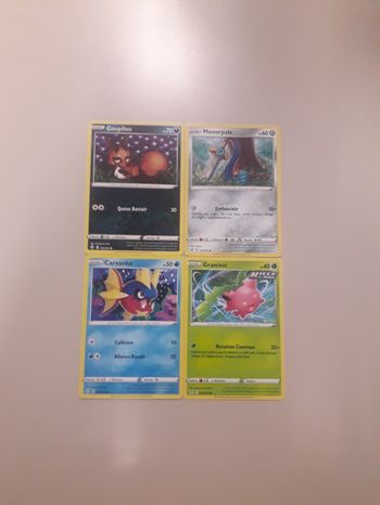 Goupilou + Monorpale + Carvanha + Granivol lot de 4 cartes Pokémon neuves