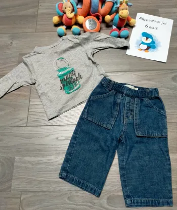 Ensemble t-shirt et jeans garçon 6 mois Tape à l'oeil