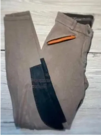 Pantalon  d’Équitation  Fouganza Beige,  Taille 36  (XS), Poche  Tirette  Orange, Très  Bon  État