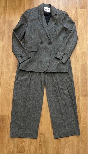 Ensemble tailleur gris chiné laine 40