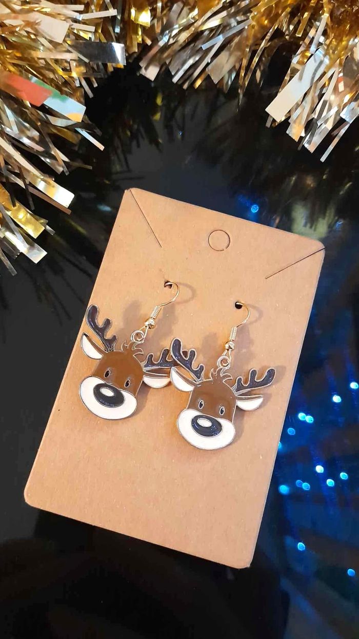 Bijoux Noël | Boucles d’Oreilles neuves Renne de Noël - photo numéro 2