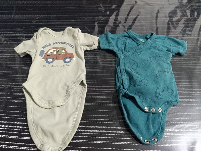 Lot de 2 bodys manches courtes 1 mois