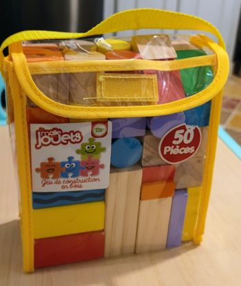 Jeu de construction 🌈 en bois 🌿 formes et cubes colorés 🐦 dès 12 mois 🧸