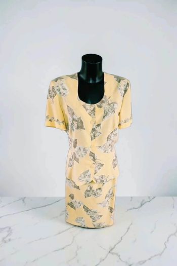 Ensemble tailleur 2 pièces jupe veste jaune Christine Laure 🌹46🌹
