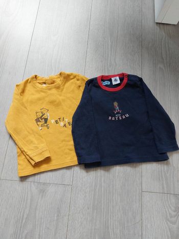 Lot de 2 Tee-shirt manches longues Petit Bateau taille 12 mois
