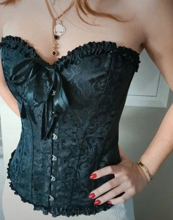 A31 corset bustier rétro vintage noir à lacets ajustable - photo numéro 4