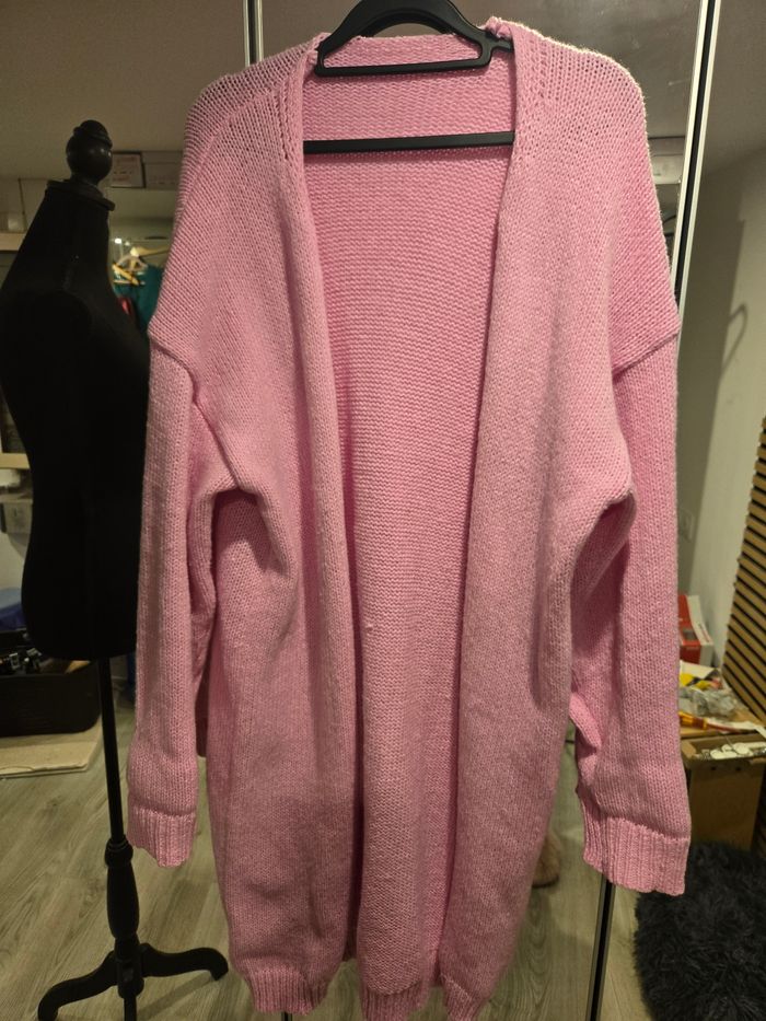 Gilet oversize ouvert et long rose T.44/46 - photo numéro 5