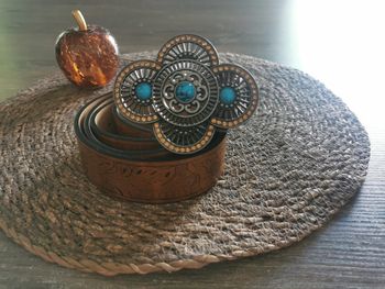 Ceinture style country fleur turquoise