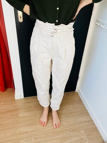 Pantalon jean chino blanc ceinturé Promod taille 34 