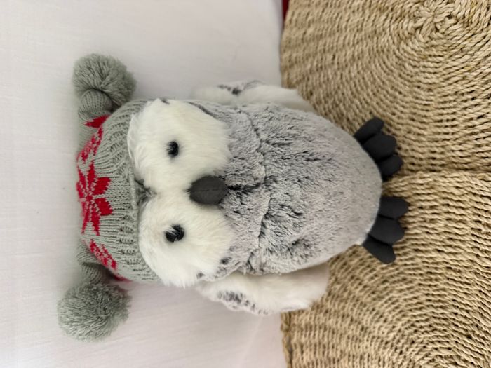 Peluche chouette GUND gris blanc bonnet laine - photo numéro 1
