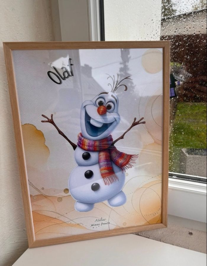 Affiche cadre Olaf de la reine des neiges - format A3 - décoration enfant - photo numéro 2