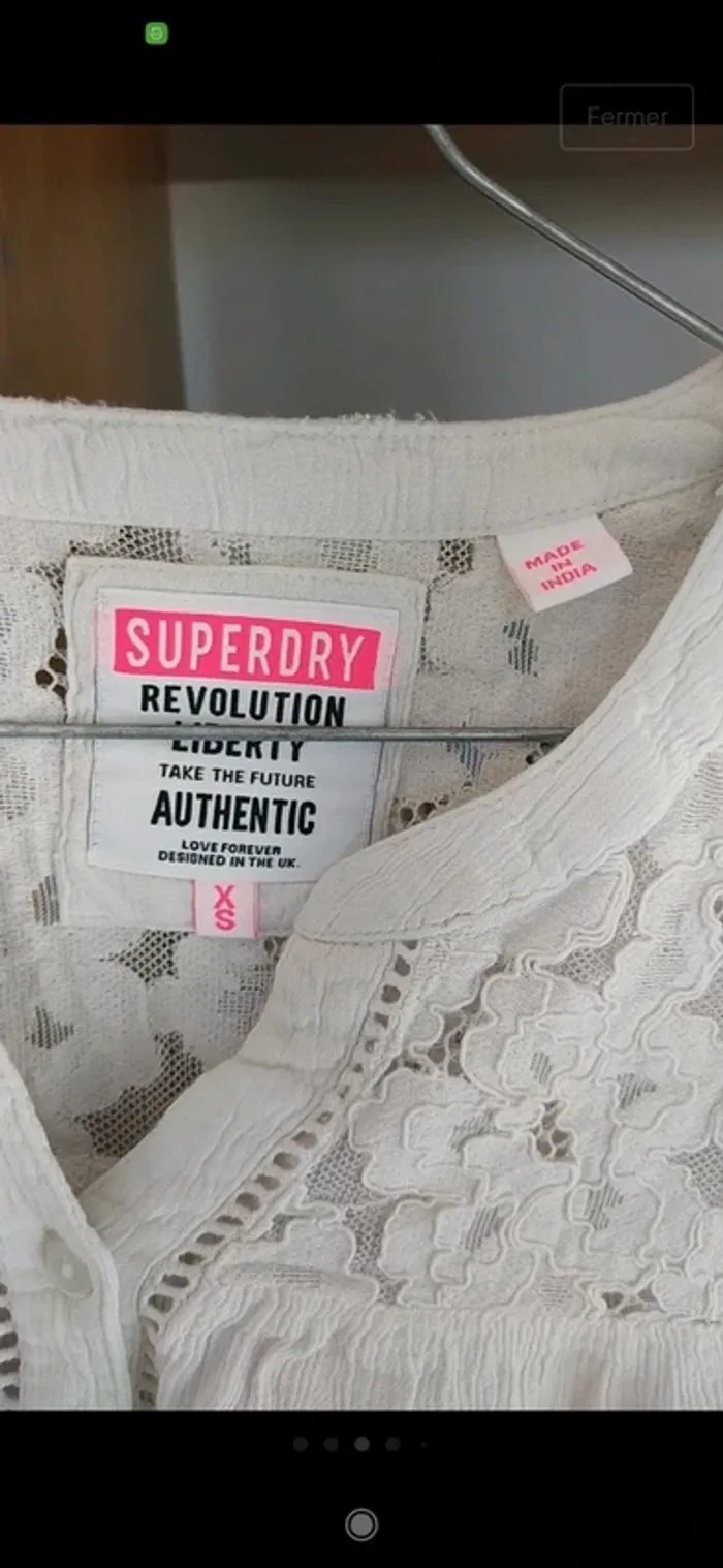 Superbe top dentelle blanche Superdry S - photo numéro 3