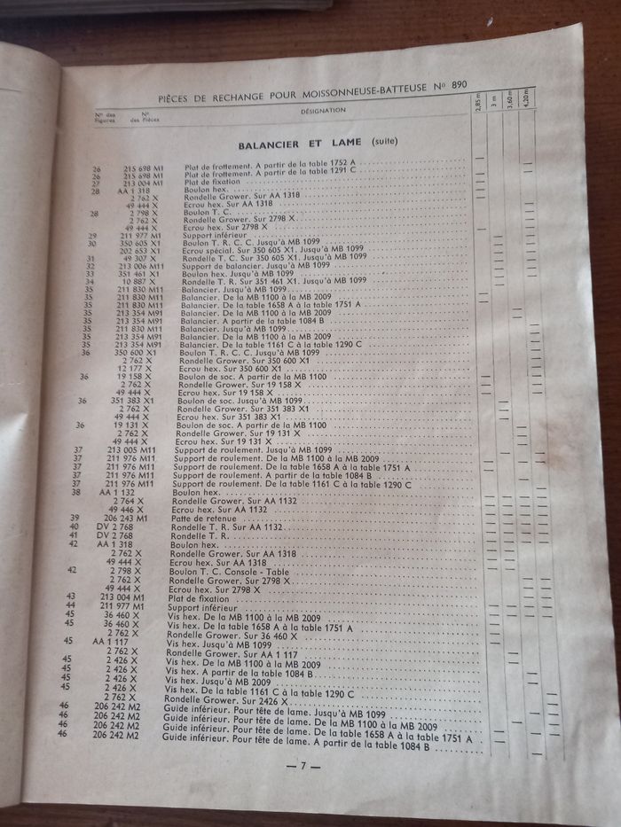 Catalogue de pièces de rechange moissonneuse batteuse 890 - photo numéro 7