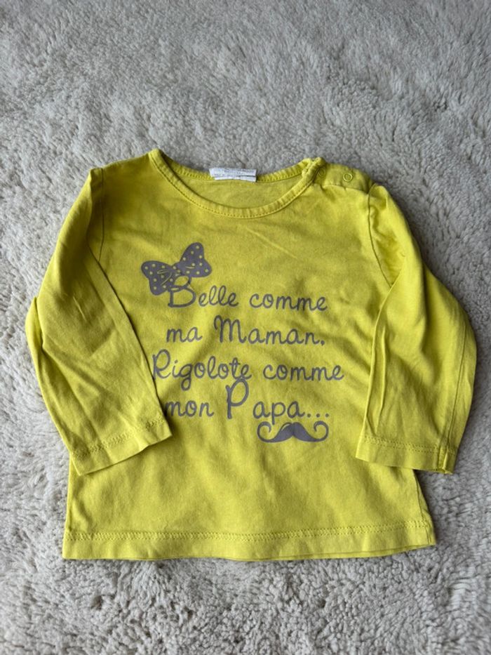 Lot 9 t-shirts manche longue bébé fille 6 mois- kiabi-ikks ect- très bon état - photo numéro 10