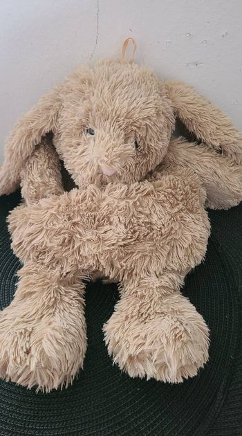 Peluche Doudou range pyjama bouillotte ETAM Lapin Beige Museau Rose