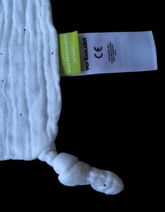❤️Doudou plat lange mouchoir blanc hérisson - photo numéro 3