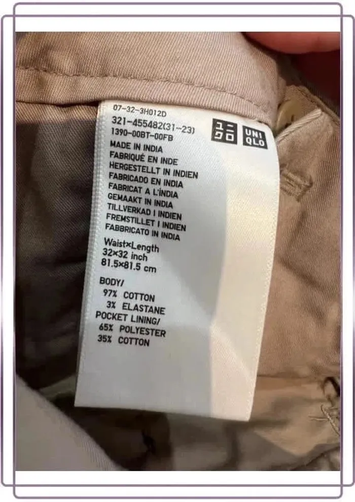 Pantalon chino beige homme Uniqlo taille 42 Men chino pants Pantaloni chino uomo Chinohose Herren - photo numéro 5