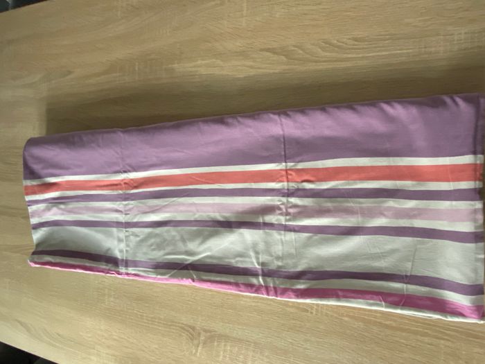 Parure de lit complète 1 personne 90x190 cm rose violet vert, housse de couette, taie d’oreiller - photo numéro 5