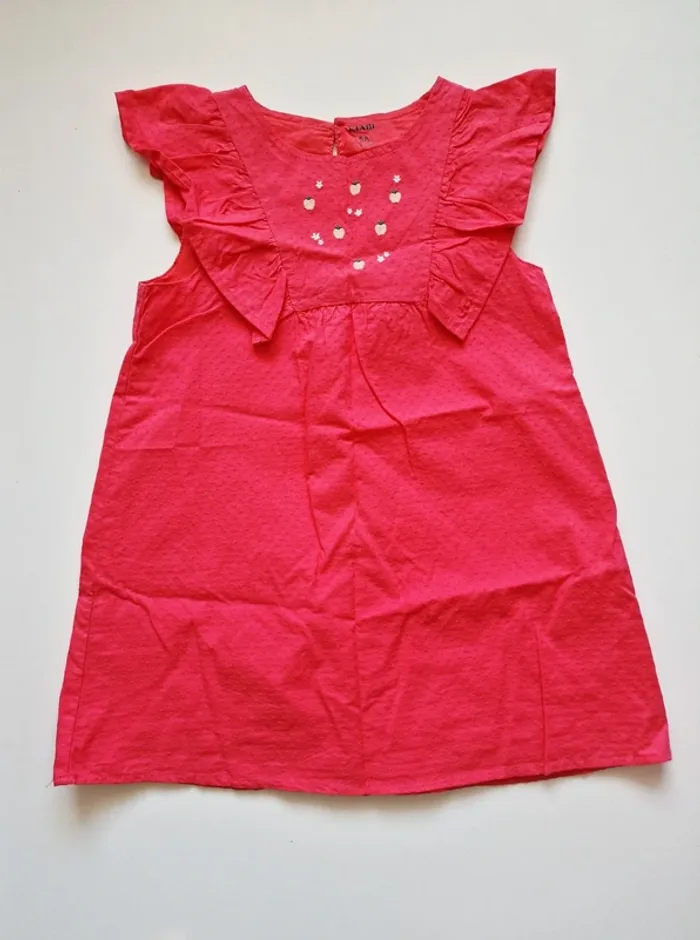 Kiabi - Robe volantée, doublée, sans manches - Fruits brodés - Neuve ! (5 ans)
